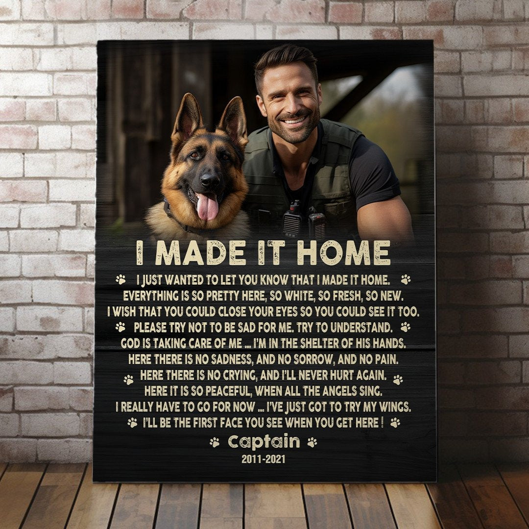 I Made It Home Poem | Custom Dog Memorial Canvas | Dog Memorial Gifts