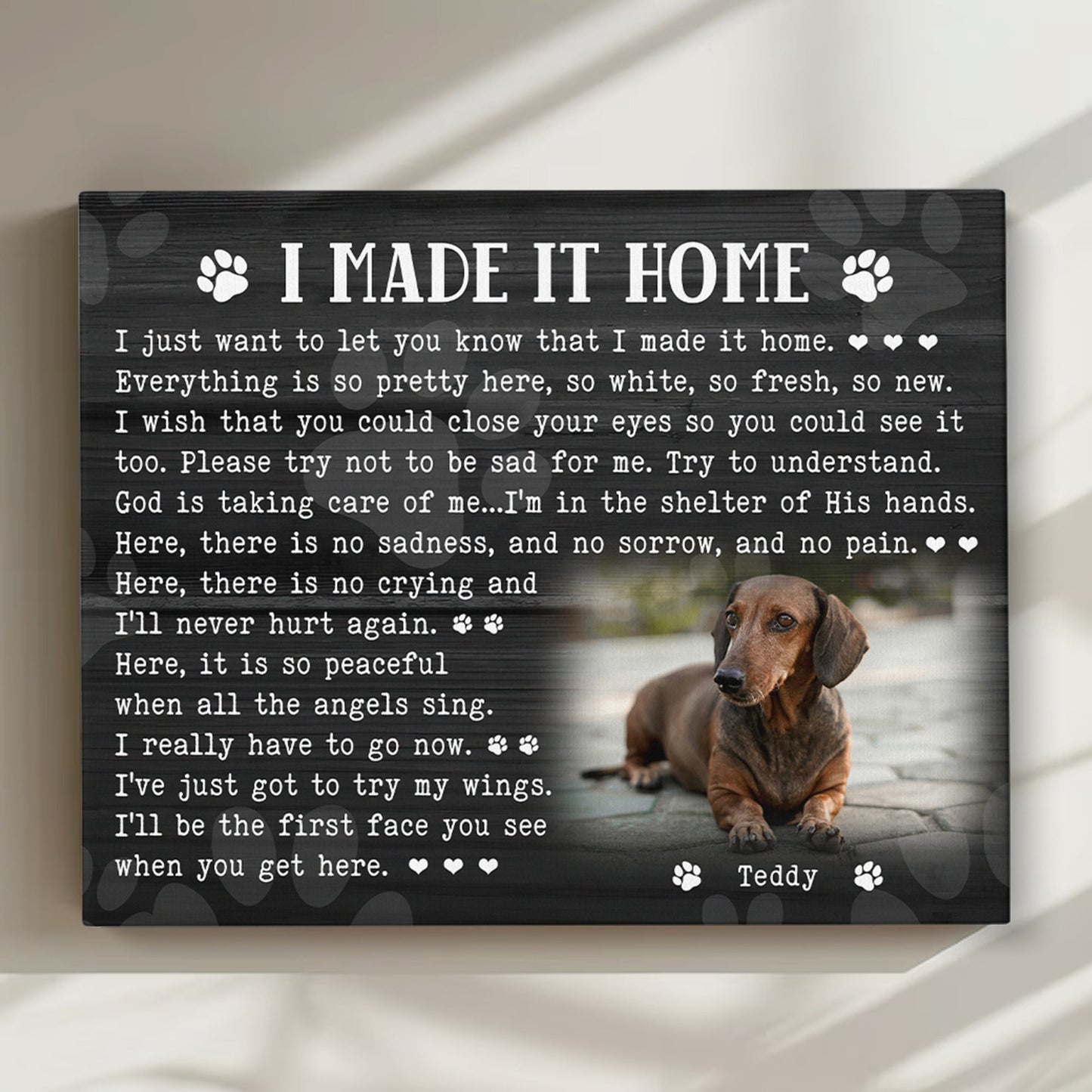 I Made It Home Dog Poem | Custom Dog Memorial Canvas | Dog Memorial Gifts