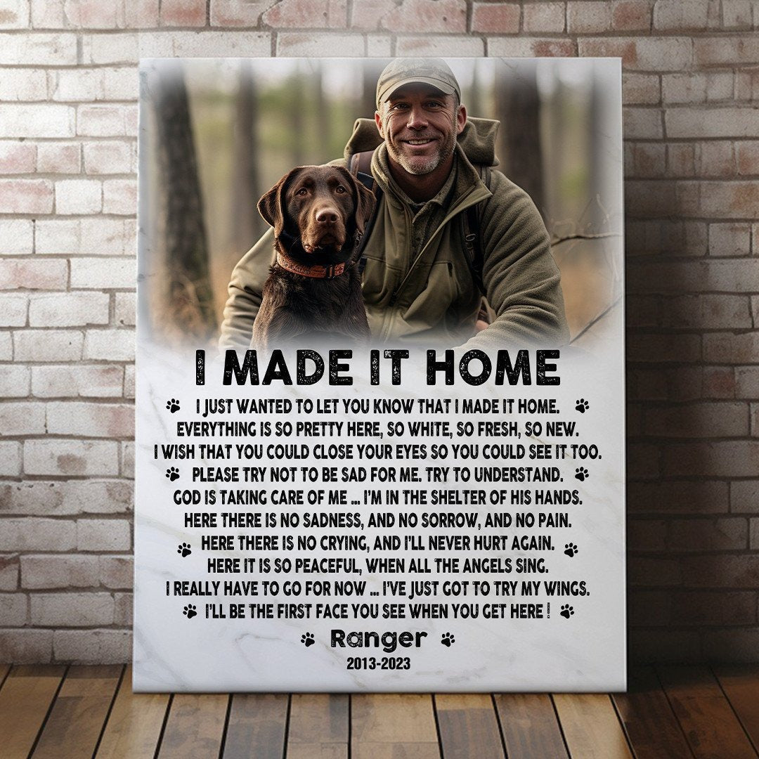 I Made It Home Poem | Custom Dog Memorial Canvas | Dog Memorial Gifts