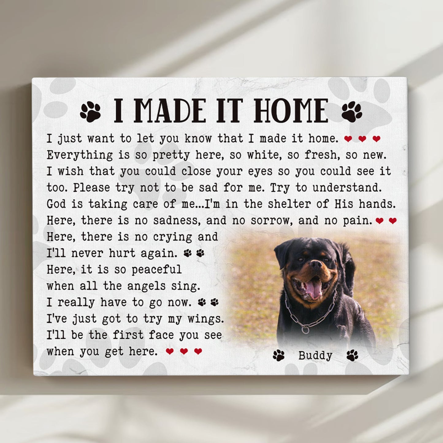 I Made It Home Dog Poem | Custom Dog Memorial Canvas | Dog Memorial Gifts
