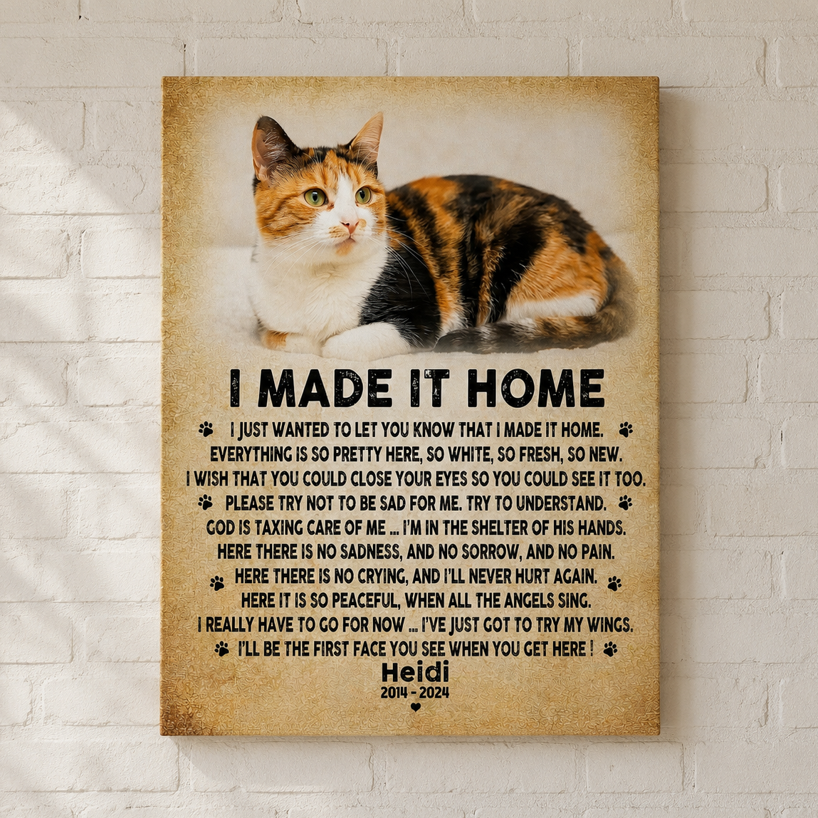 I Made It Home Poem Cat Memorial Canvas