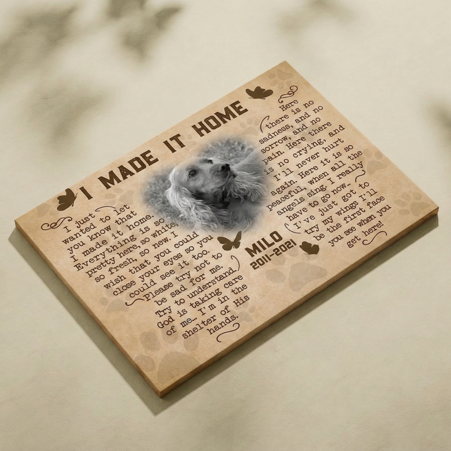 I Made It Home Poem Custom Dog Memorial Canvas Dog Memorial Gifts