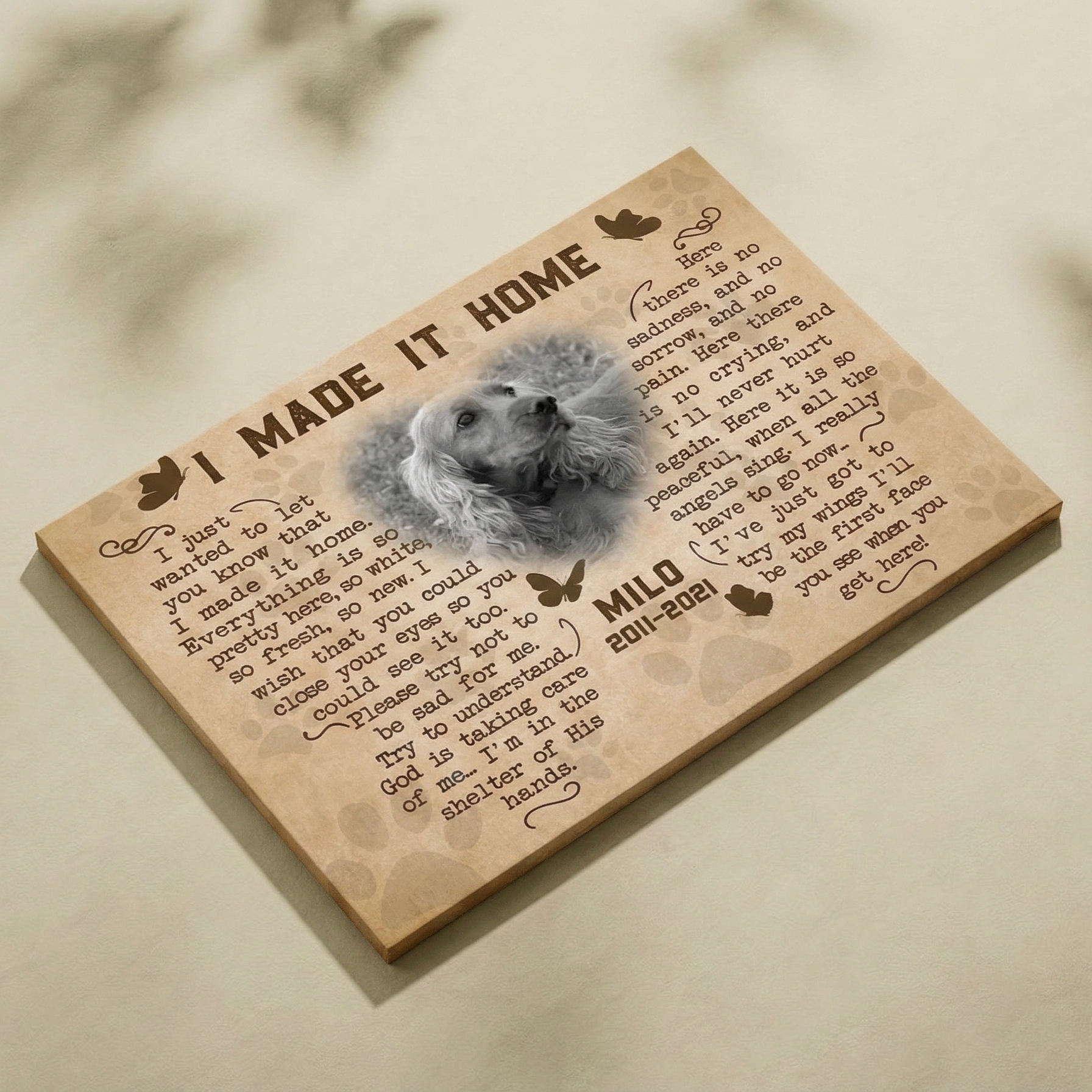 I Made It Home Poem Custom Dog Memorial Canvas Dog Memorial Gifts
