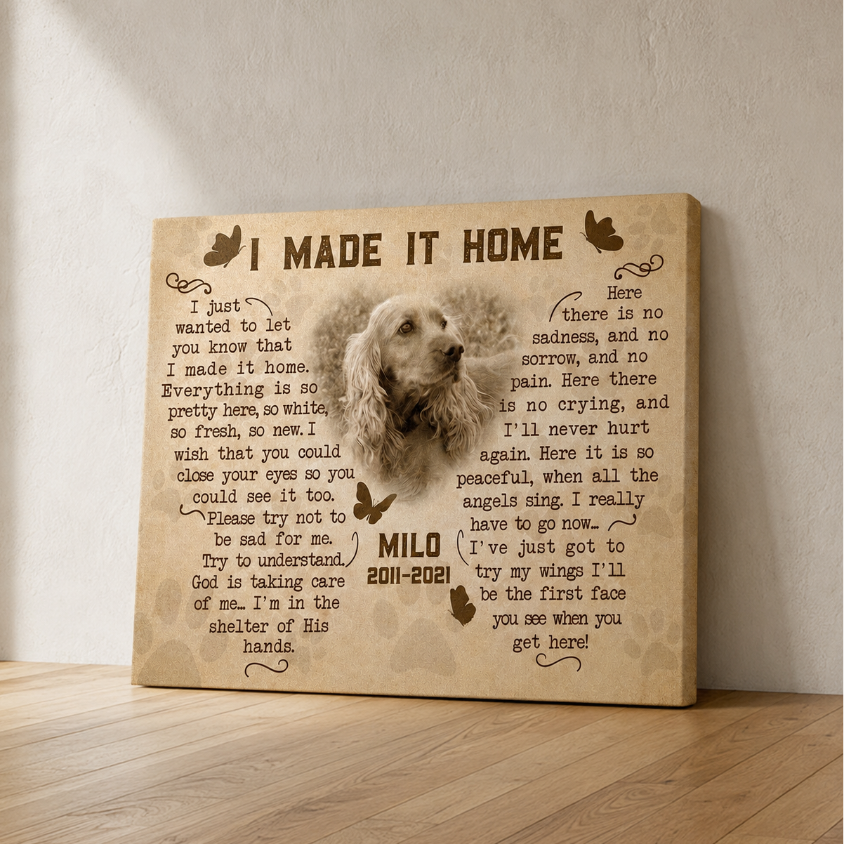 I Made It Home Poem Custom Dog Memorial Canvas