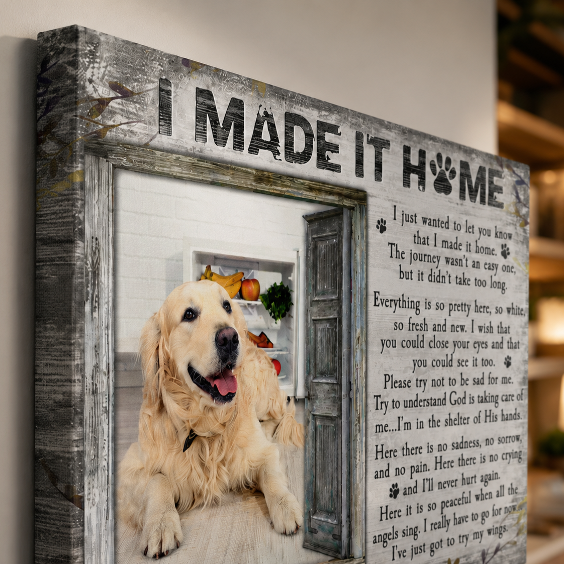 I Made It Home Poem Custom Dog Memorial Canvas 