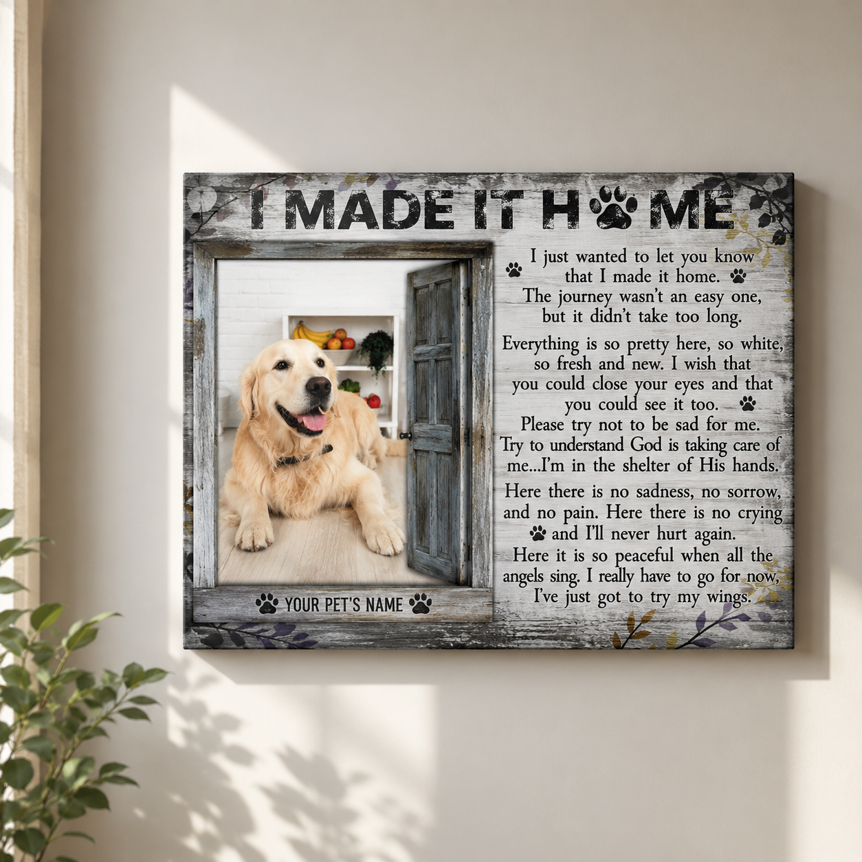 I Made It Home Poem Custom Dog Memorial Canvas 