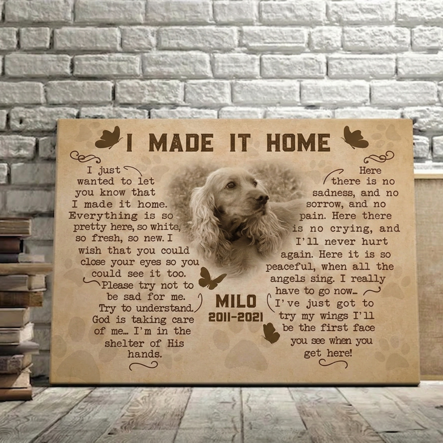 I Made It Home Poem Custom Dog Memorial Canvas Dog Memorial Gifts