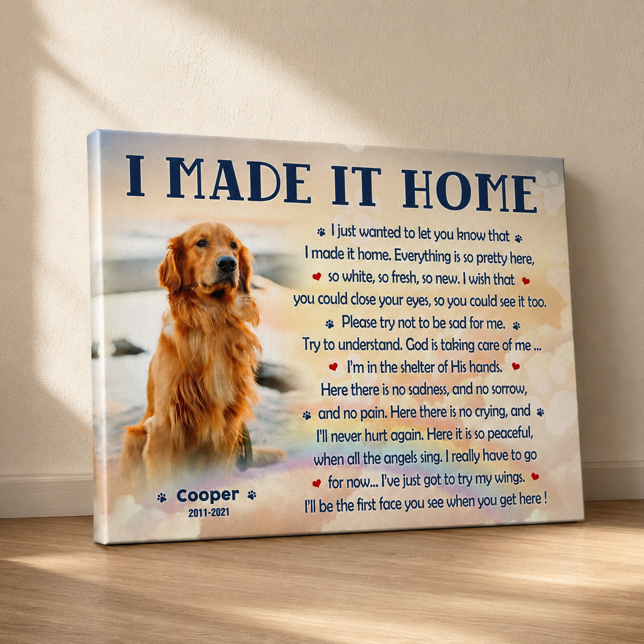 I Made It Home Poem  Dog Memorial Canvas