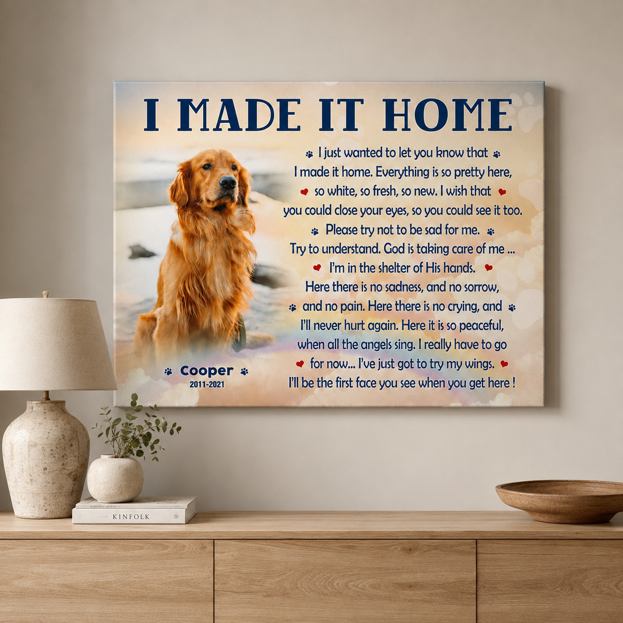 I Made It Home Poem  Dog Memorial Canvas