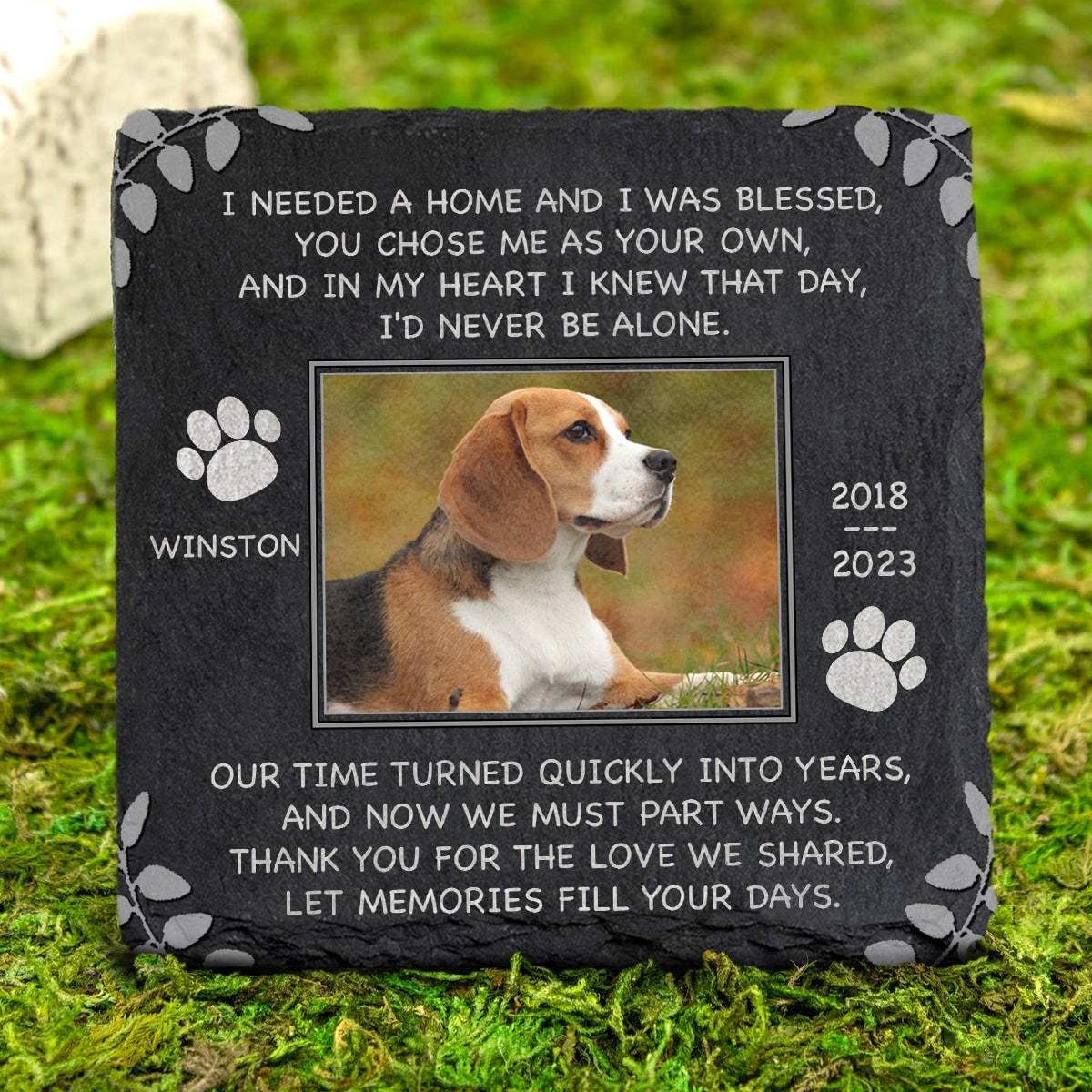 I Needed A Home and I Was Blessed Memorial Stone | Dog Headstone | Dog Tombstone