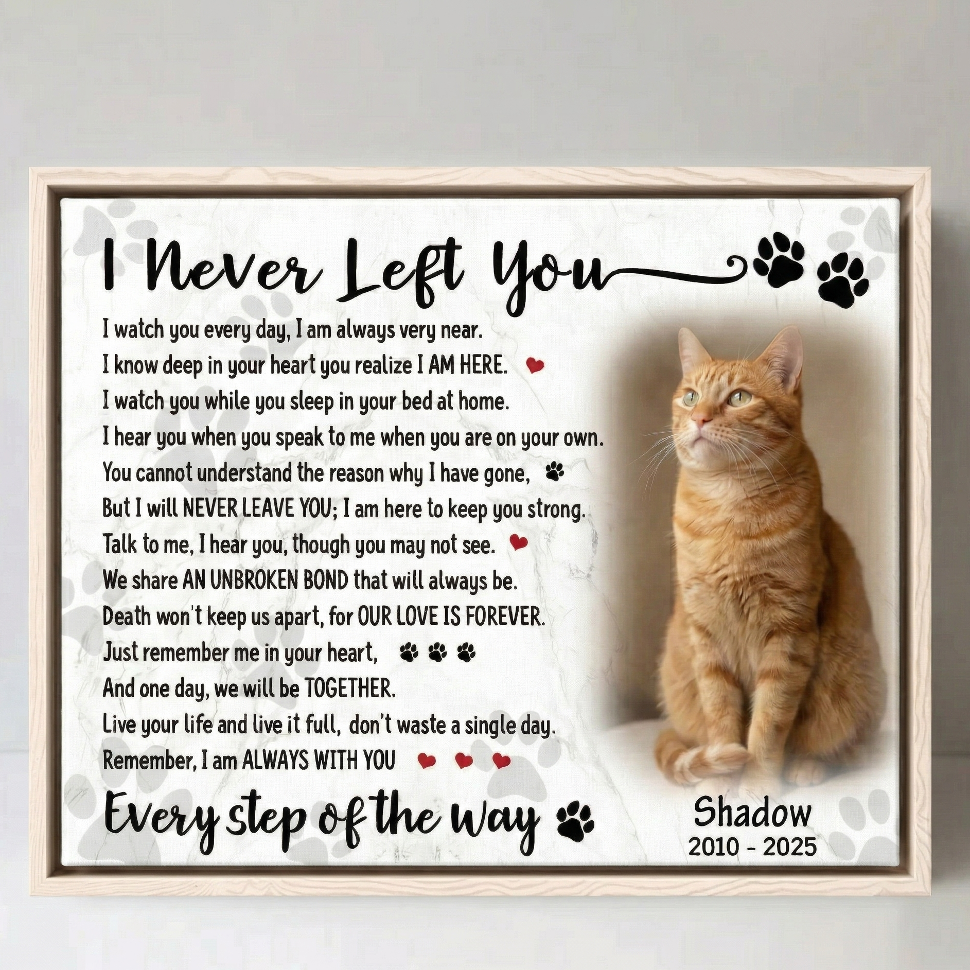 I Never Left You Cat Poem Custom Cat Memorial Canvas Print White