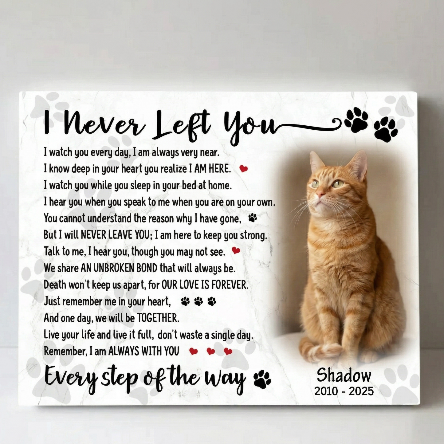 I Never Left You Cat Poem Custom Cat Memorial Canvas Print White