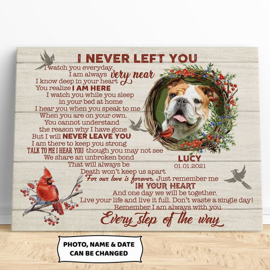 I Never Left You Dog Poem | Custom Dog Memorial Canvas | Dog Memorial Gifts