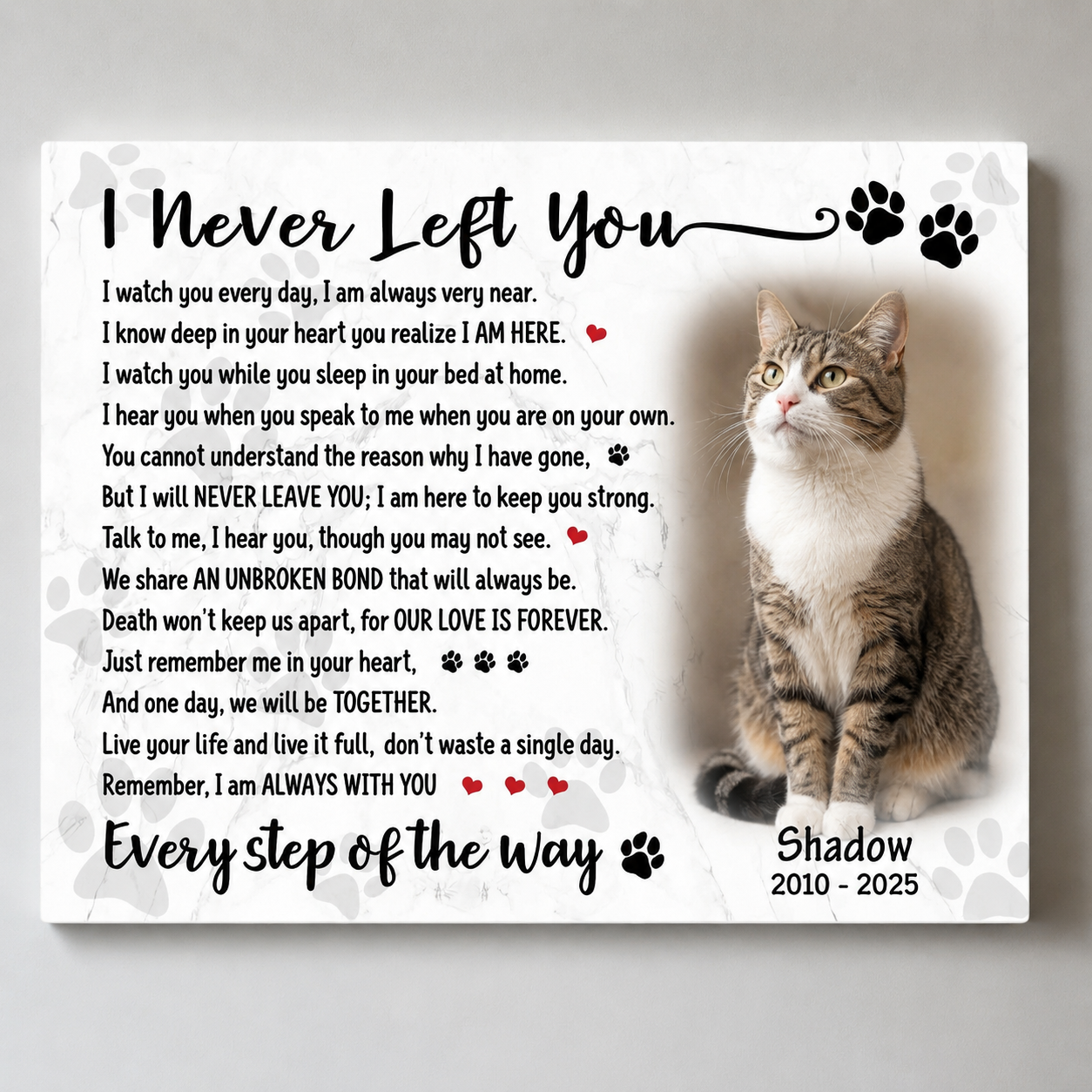 I Never Left You Poem Custom Cat Memorial Canvas Cat Memorial Gifts