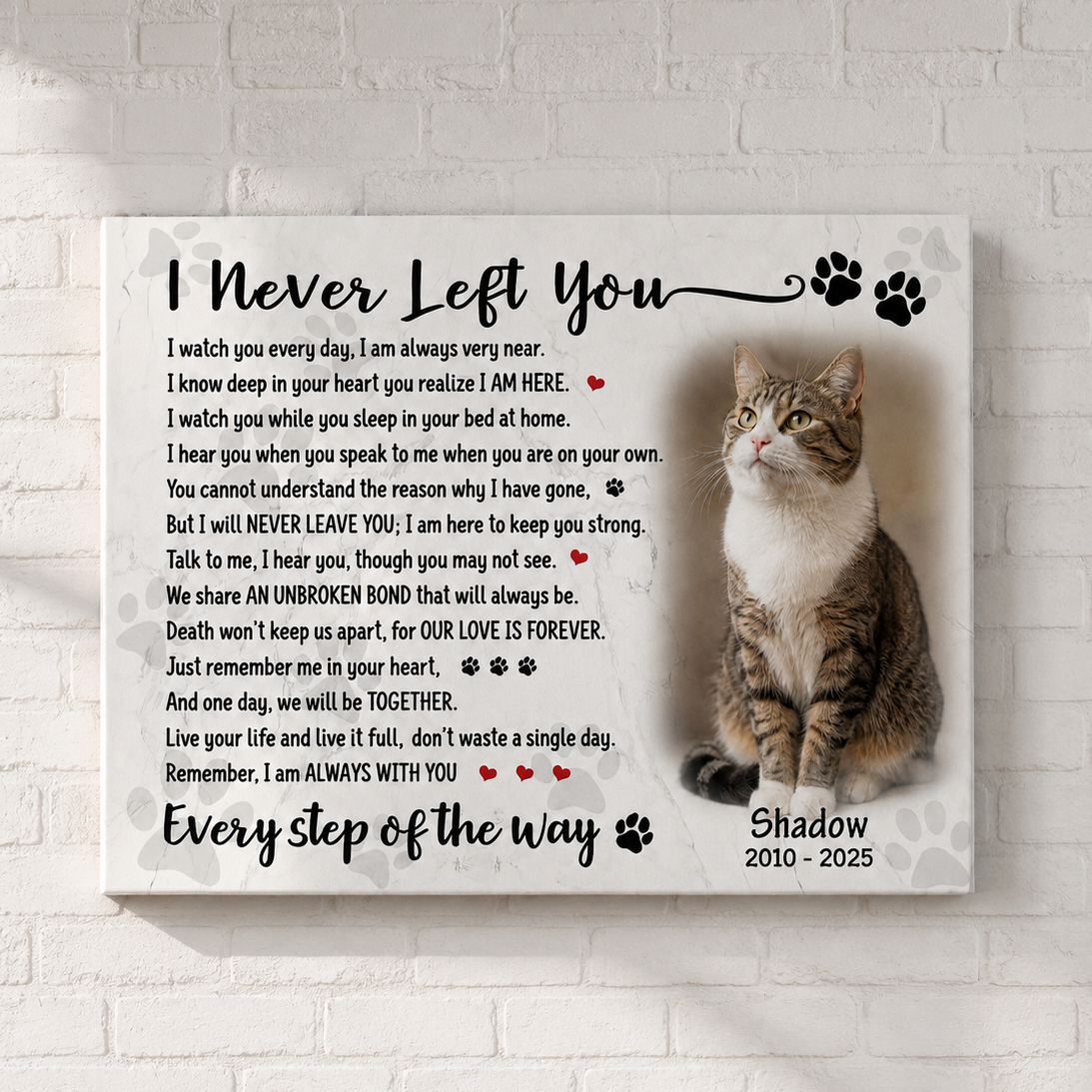 I Never Left You Poem Custom Cat Memorial Canvas Cat Memorial Gifts