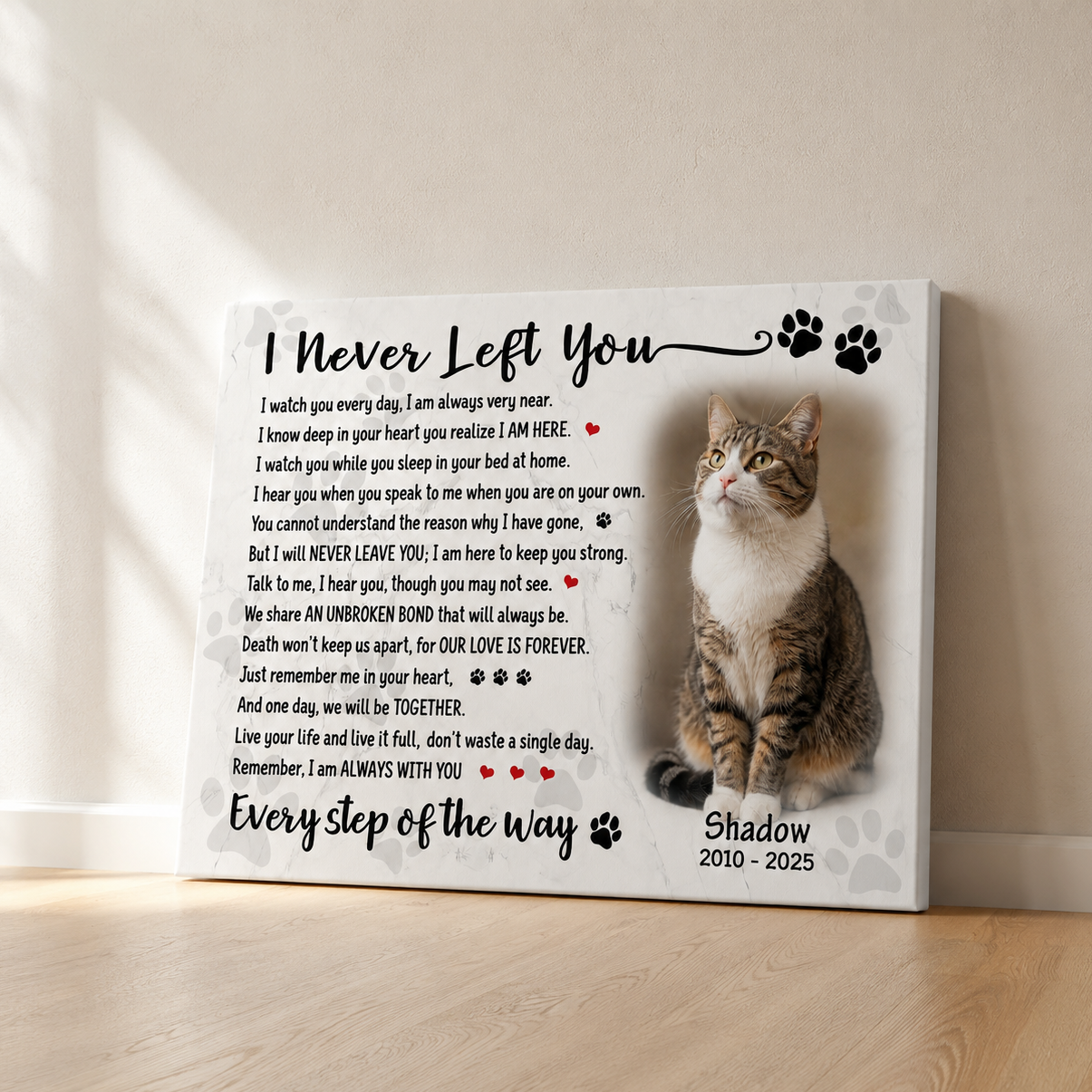 I Never Left You Poem Custom Cat Memorial Canvas Cat Memorial Gifts