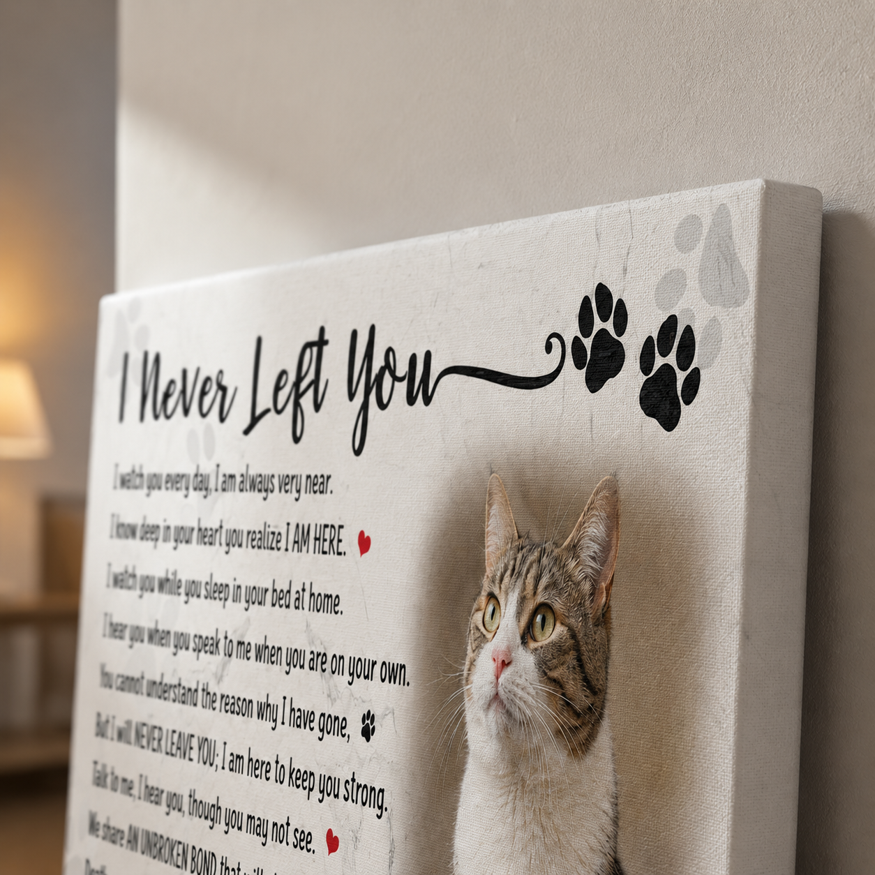 I Never Left You Poem Custom Cat Memorial Canvas Cat Memorial Gifts