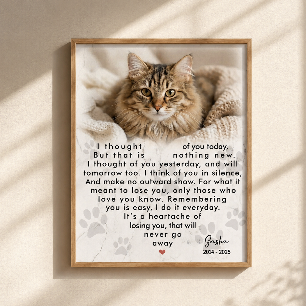 I Thought Of You Today Poem Cat Memorial Canvas Framed