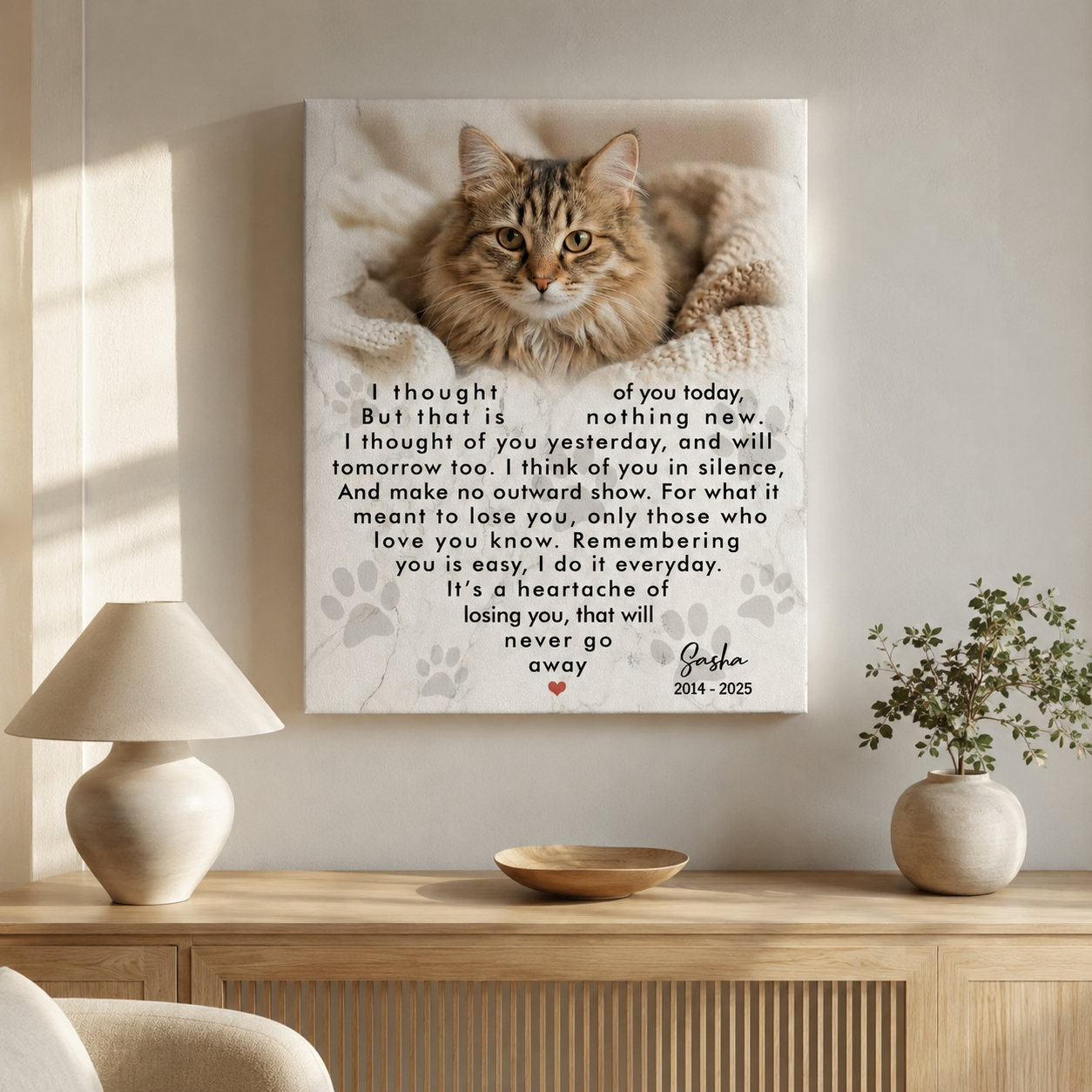 I Thought Of You Today Poem Cat Memorial Canvas 