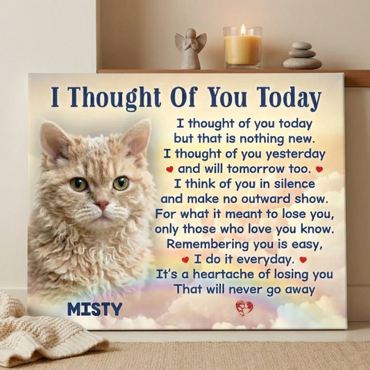 I Thought Of You Today Poem Custom Cat Memorial Canvas Print