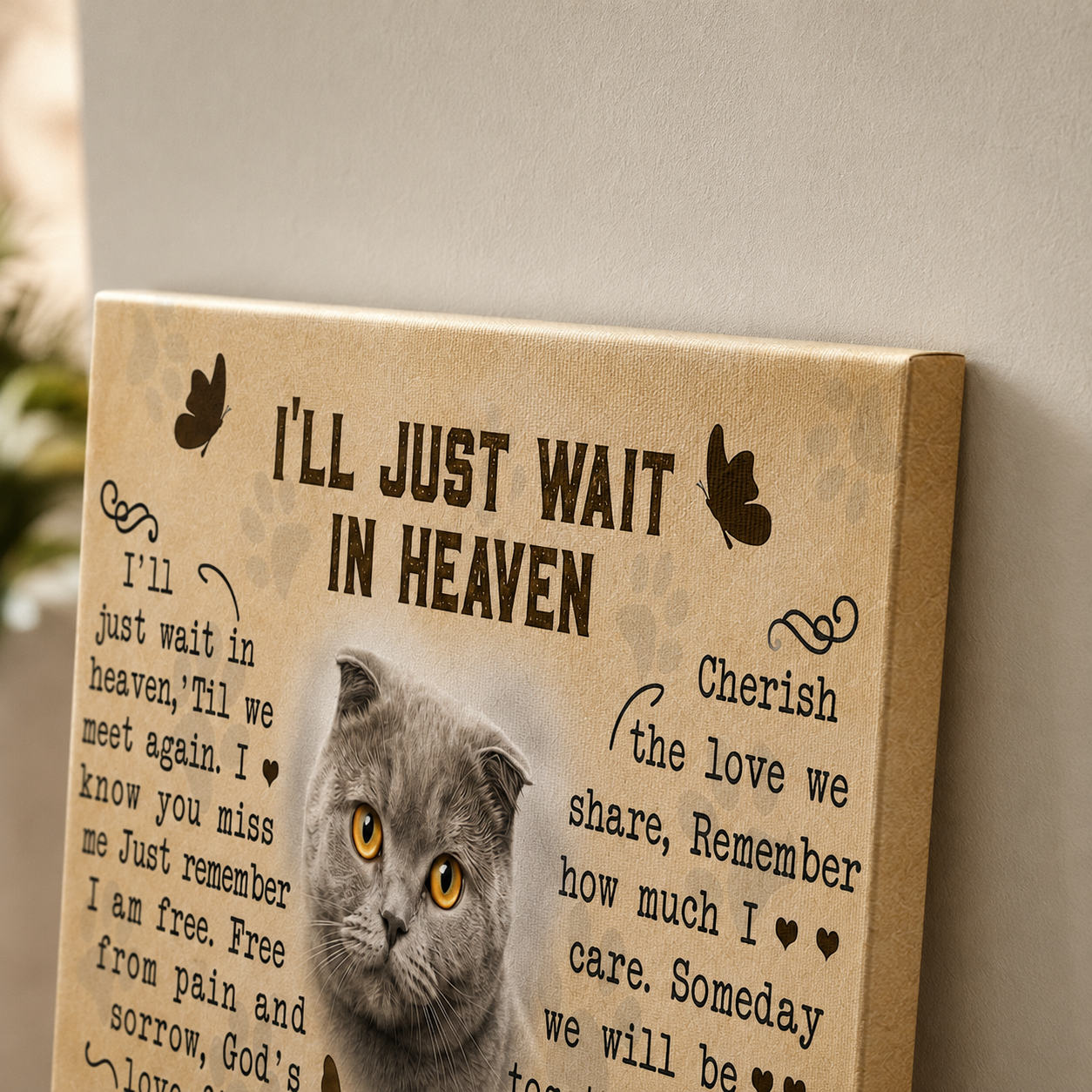 I'll Just Wait In Heaven Cat Poem Cat Memorial Canvas