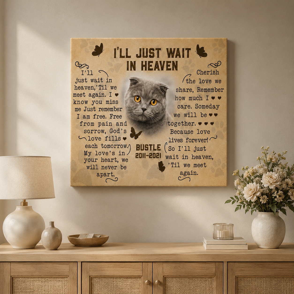 I'll Just Wait In Heaven Cat Poem Cat Memorial Canvas