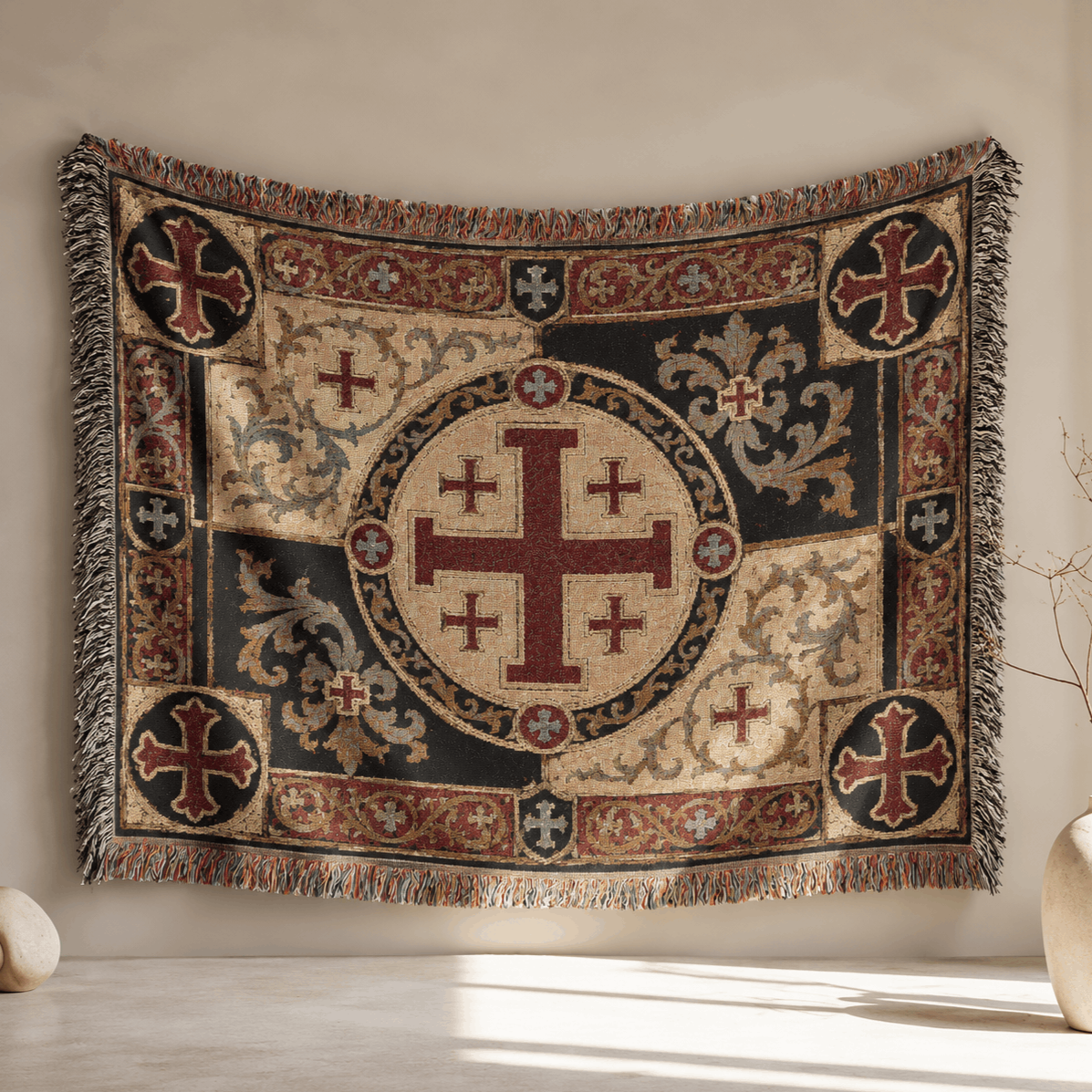 Jerusalem Cross Tapestry Medieval Tapestry