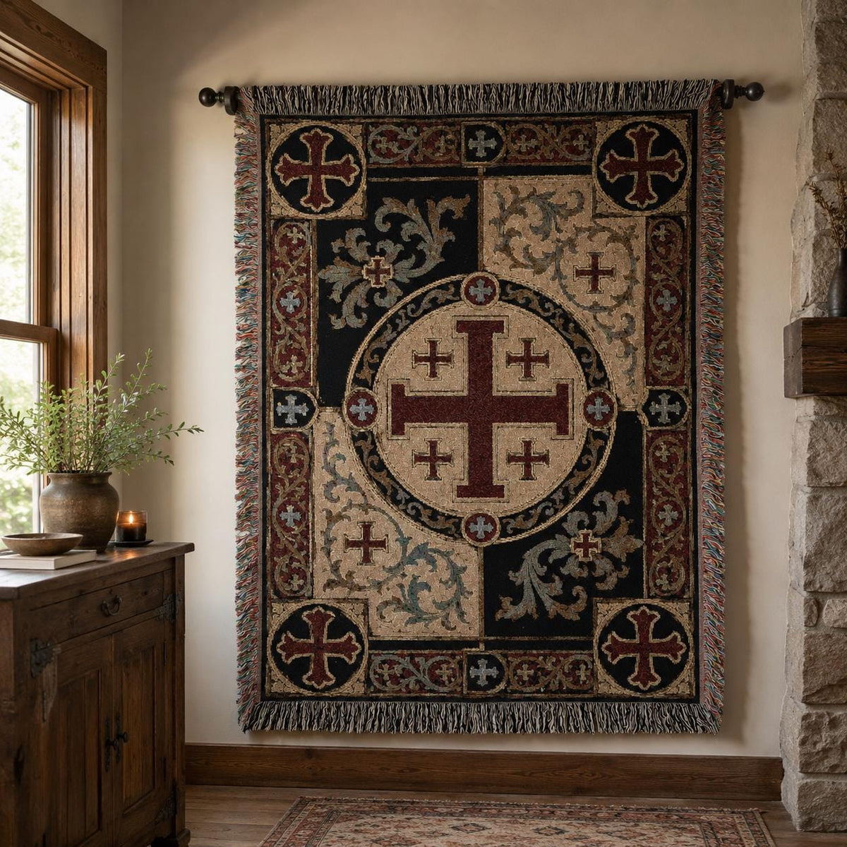 Jerusalem Cross Tapestry Medieval Tapestry