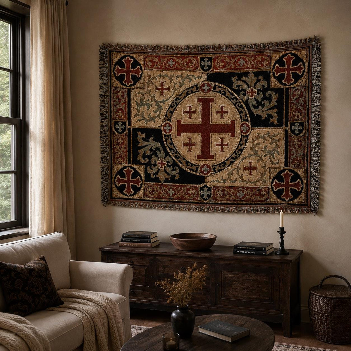Jerusalem Cross Tapestry Medieval Tapestry