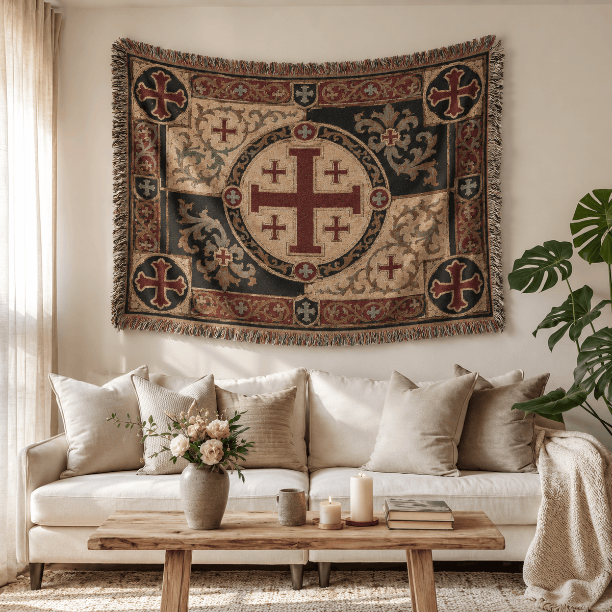 Jerusalem Cross Tapestry Medieval Tapestry