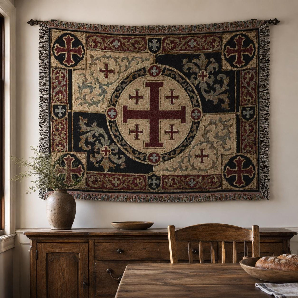 Jerusalem Cross Tapestry Medieval Tapestry