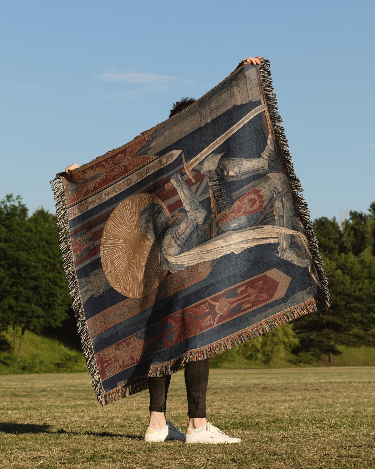 Knight Armor Medieval Tapestry Woven Blanket