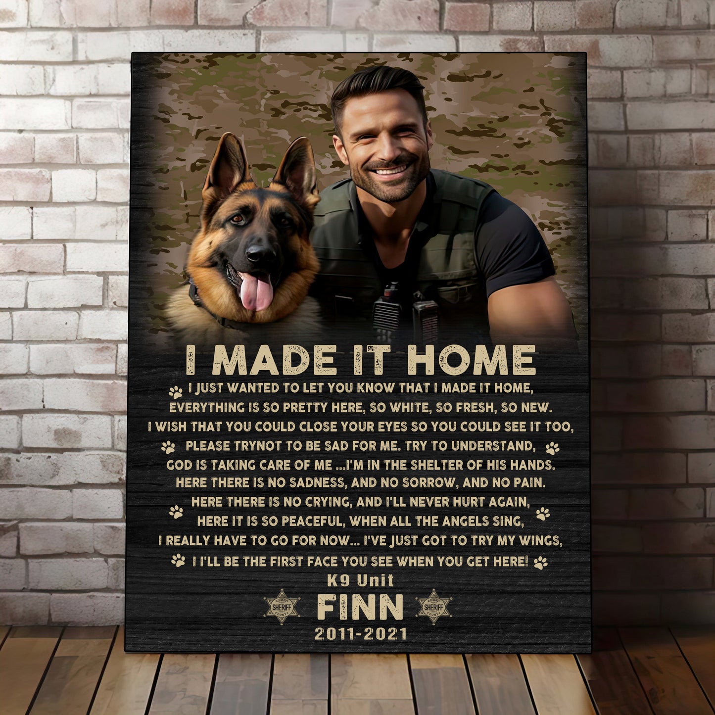 I Made It Home Poem | Custom Dog Memorial Canvas | Dog Memorial Gifts