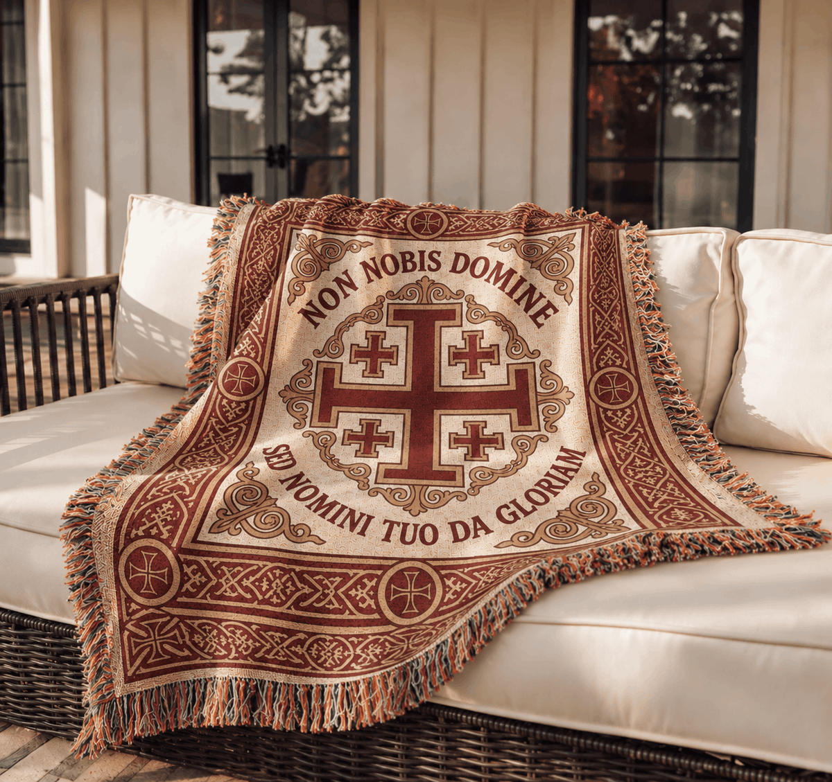 Non Nobis Domine Jerusalem Cross Medieval Tapestry