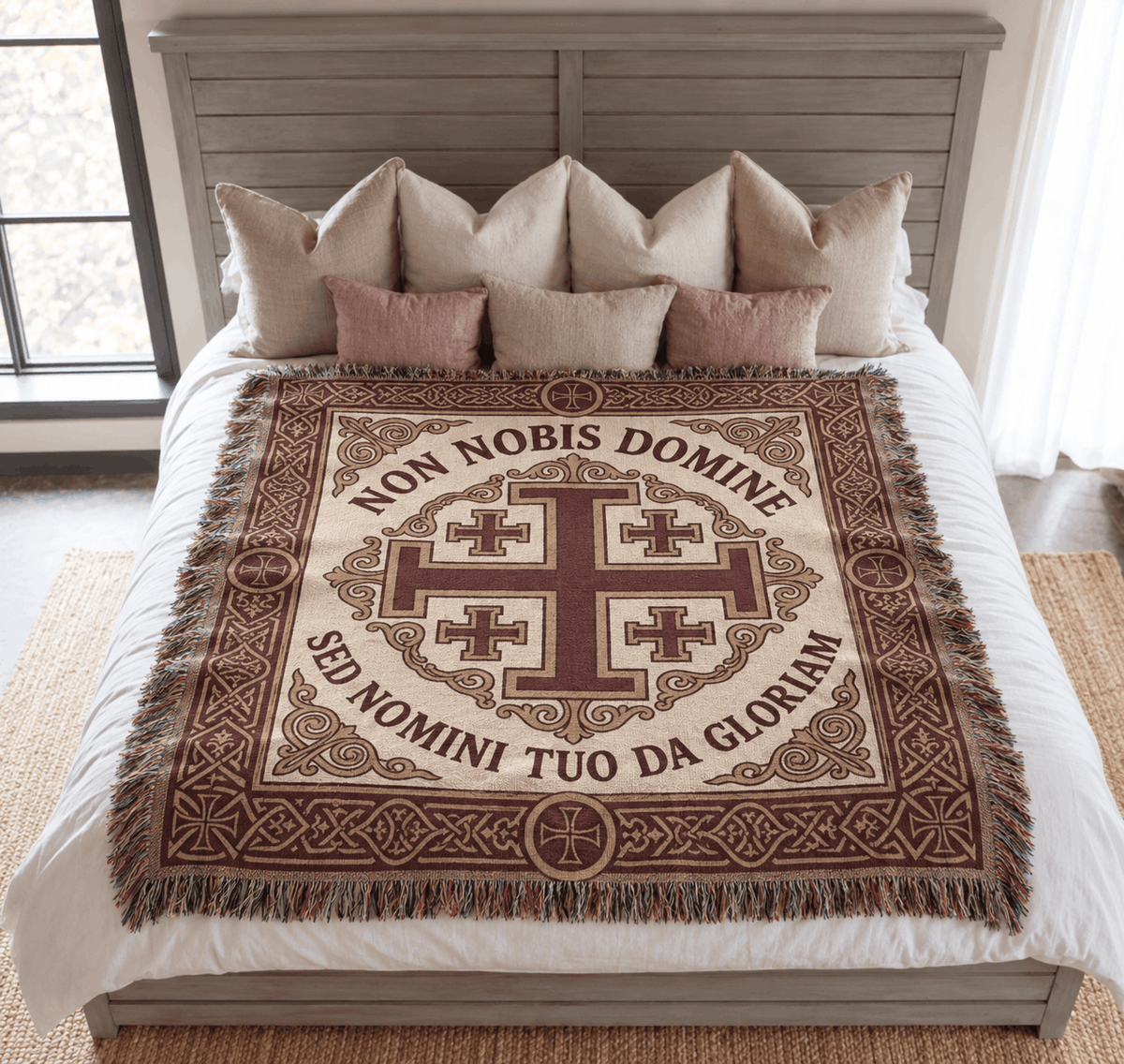 Non Nobis Domine Jerusalem Cross Medieval Tapestry