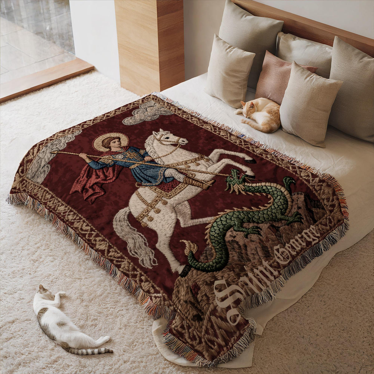 Saint George the Dragon Slayer Woven Blanket