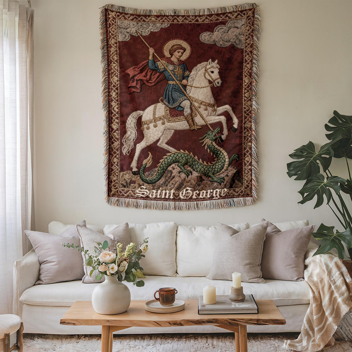 Saint George the Dragon Slayer Woven Blanket