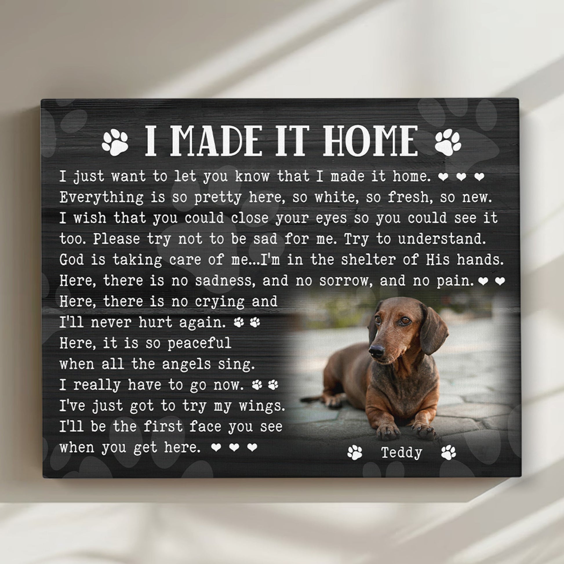 I Made It Home Dog Poem | Custom Dog Memorial Canvas Print