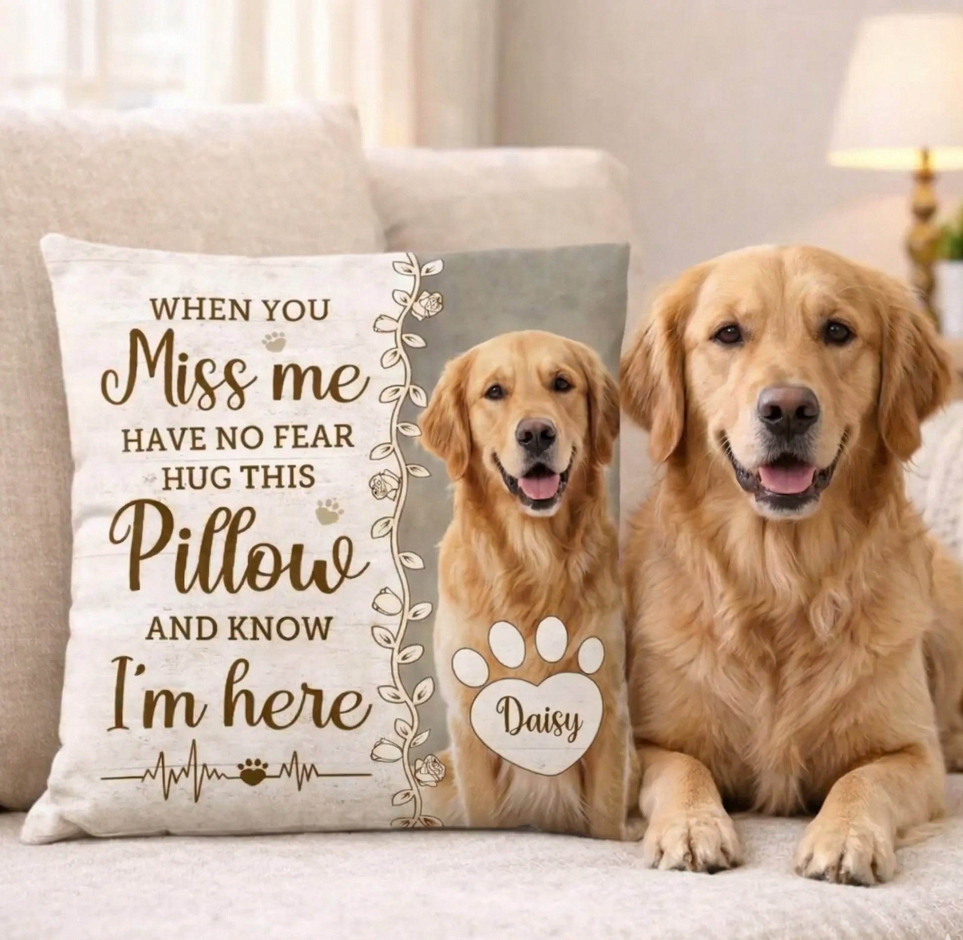 Custom Dog Memorial Canvas Throw Pillow