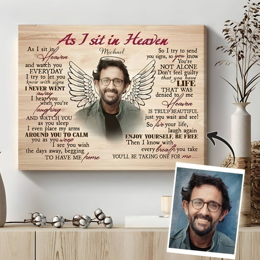 As I Sit In Heaven Poem | Custom Memorial Canvas Print