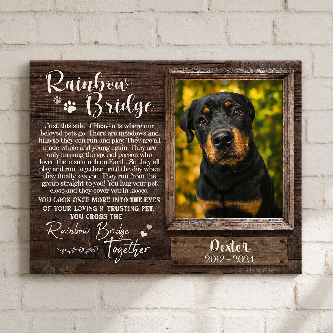 Rainbown Bridge Custom Dog Memorial Canvas 