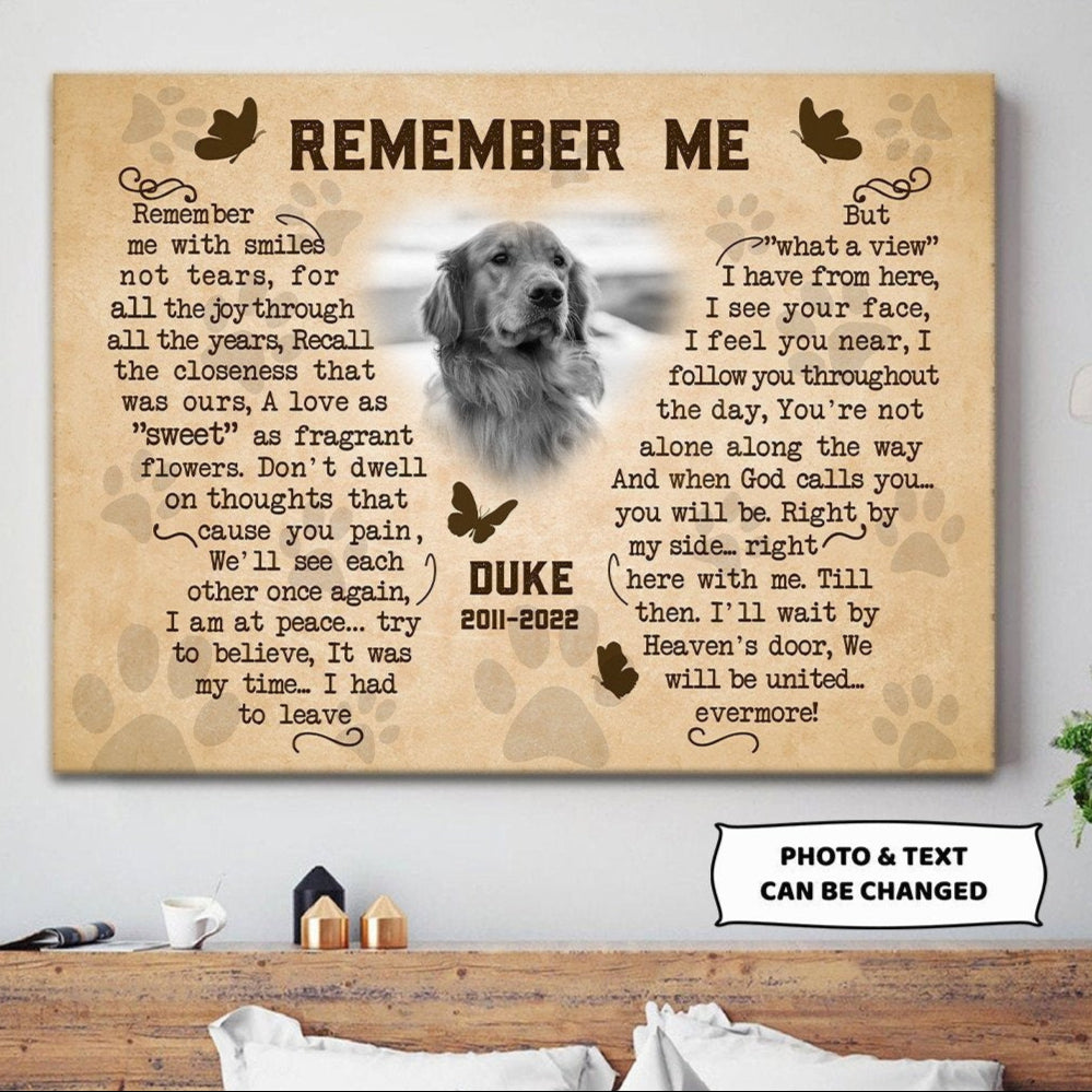 Remember Me Dog Poem | Custom Dog Memorial Canvas | Dog Memorial Gifts