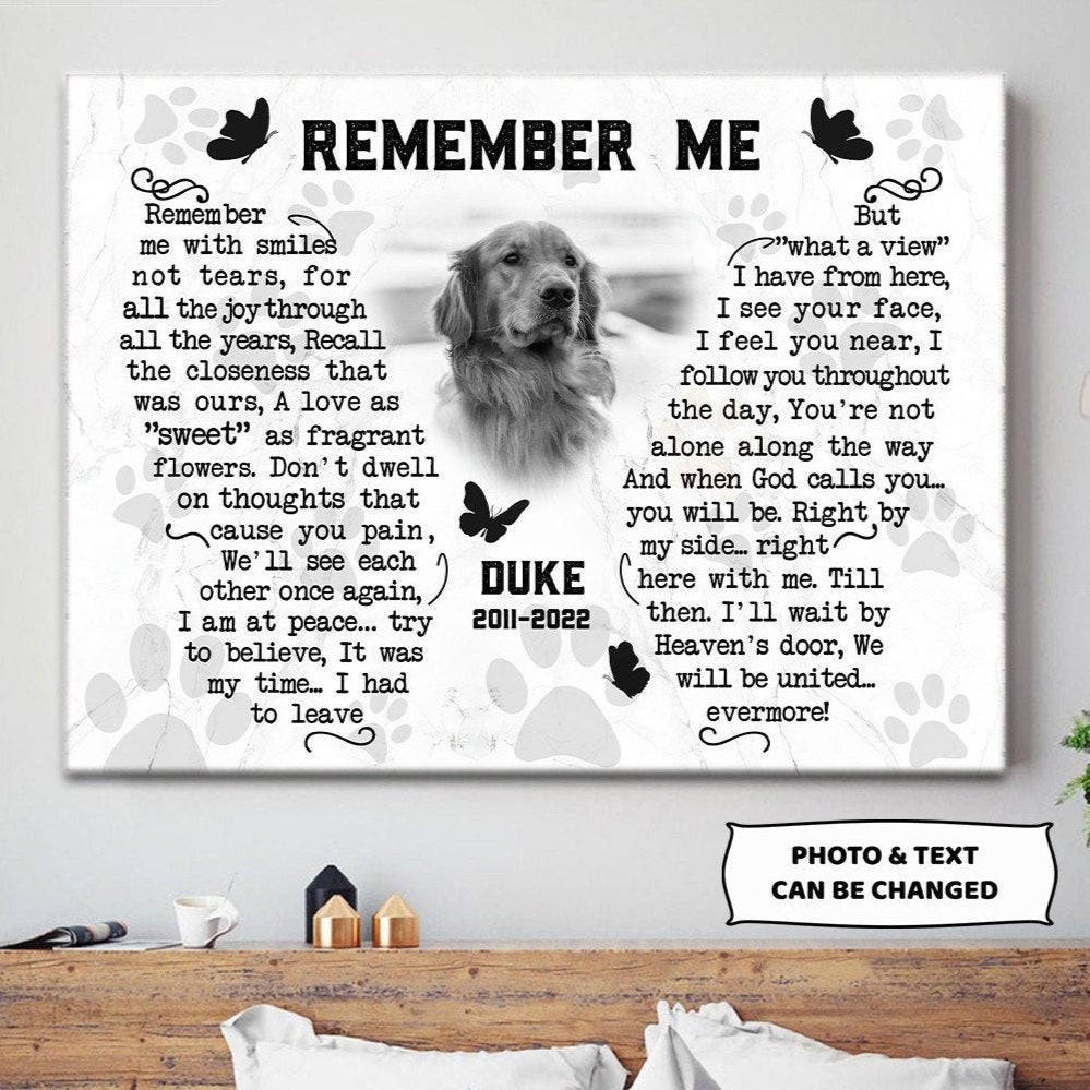 Remember Me Dog Poem | Custom Dog Memorial Canvas | Dog Memorial Gifts