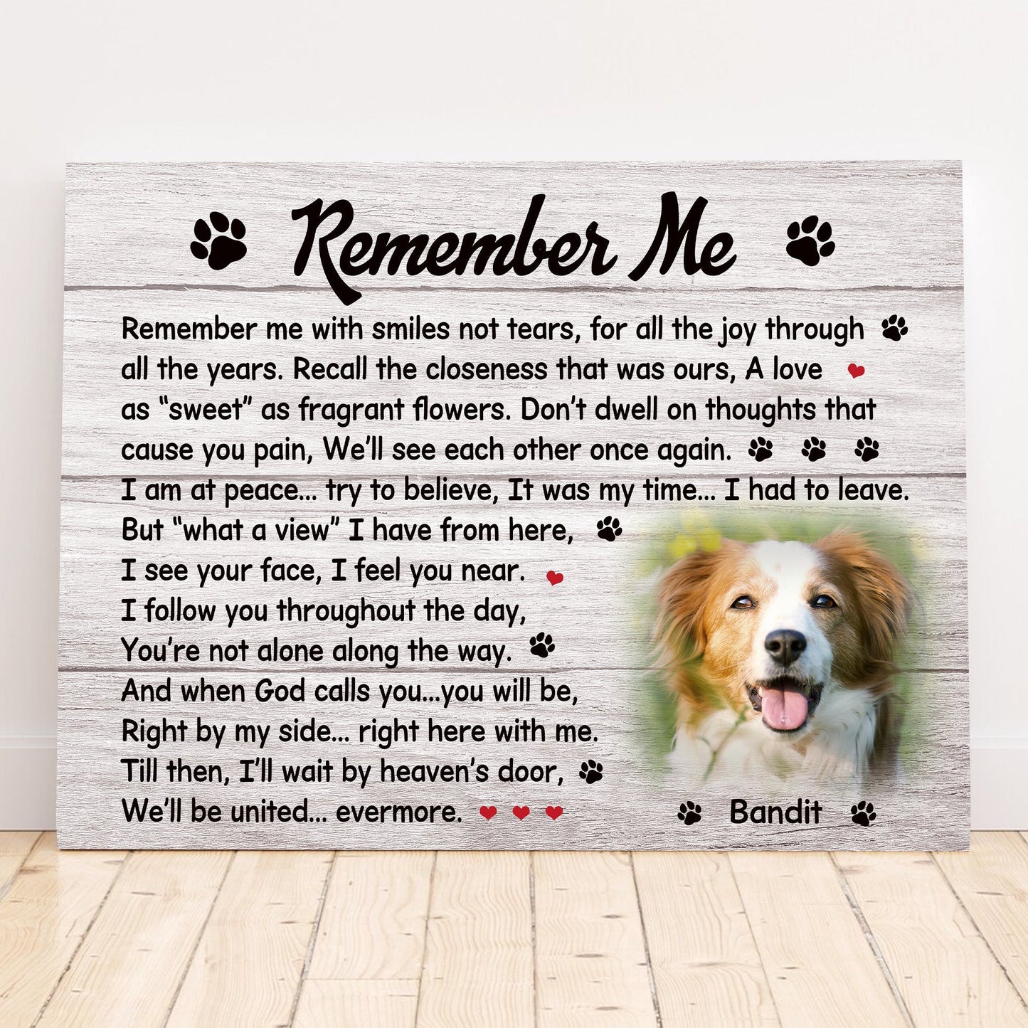 Remember Me Poem | Custom Dog Memorial Canvas | Dog Memorial Gifts
