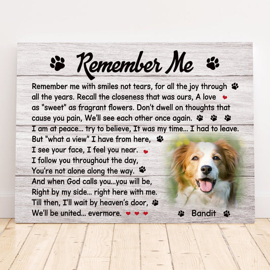 Remember Me Poem | Custom Dog Memorial Canvas | Dog Memorial Gifts