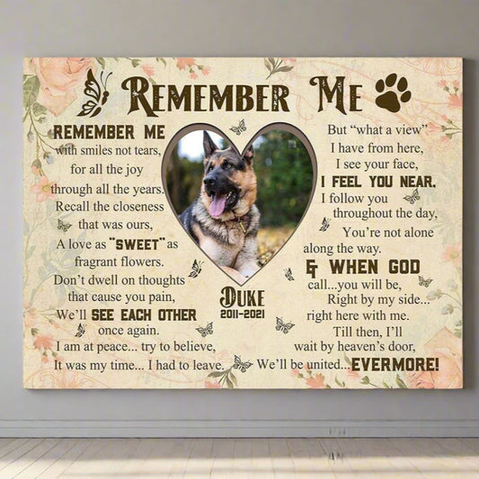 Remember Me Dog Poem | Custom Dog Memorial Canvas | Dog Memorial Gifts