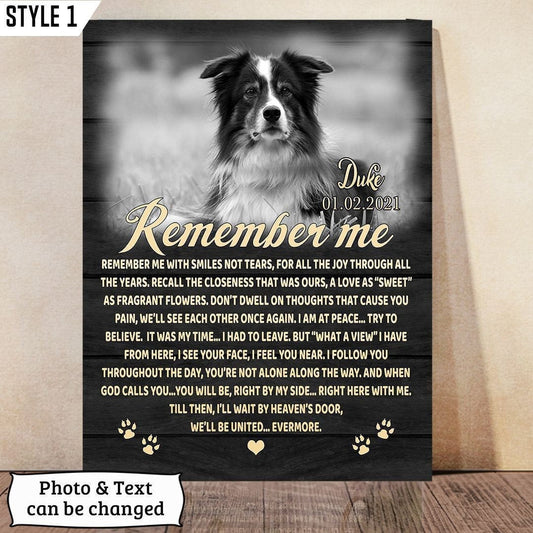 Remember Me Dog Poem | Custom Dog Memorial Canvas | Dog Memorial Gifts