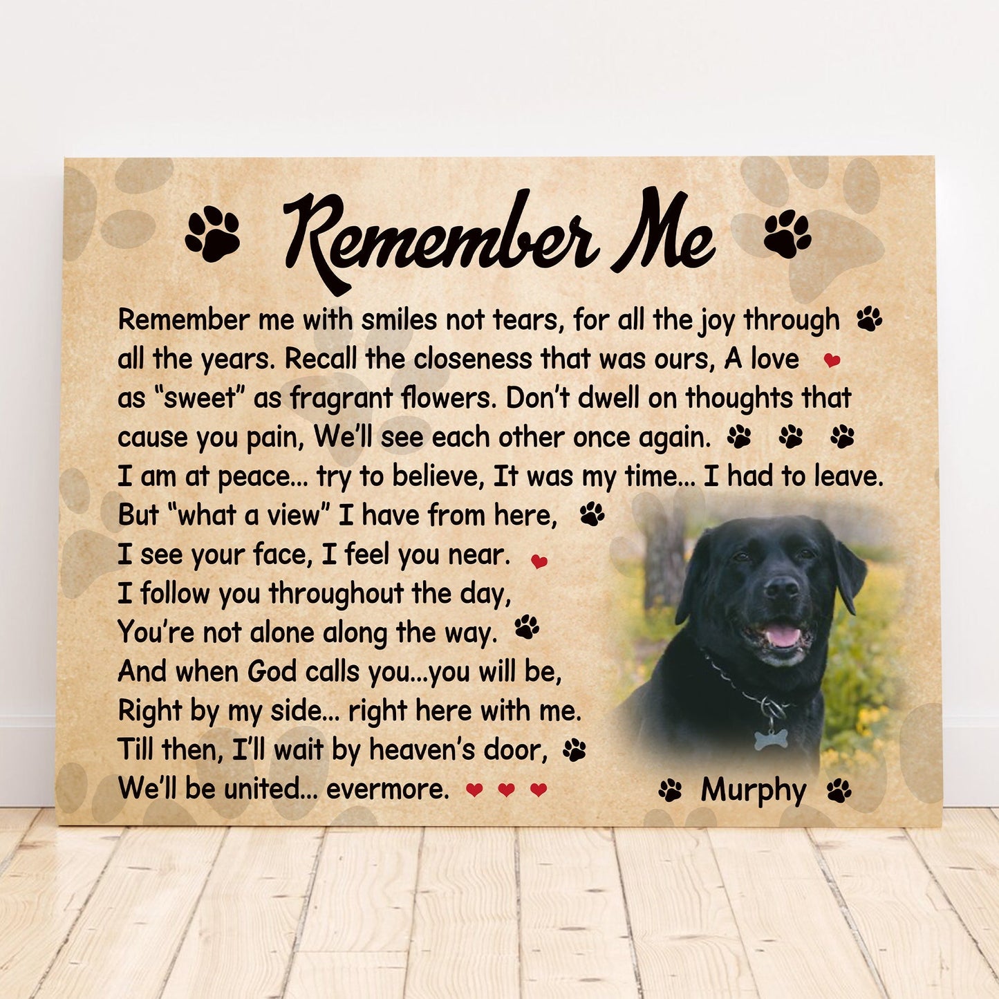 Remember Me Poem | Custom Dog Memorial Canvas | Dog Memorial Gifts