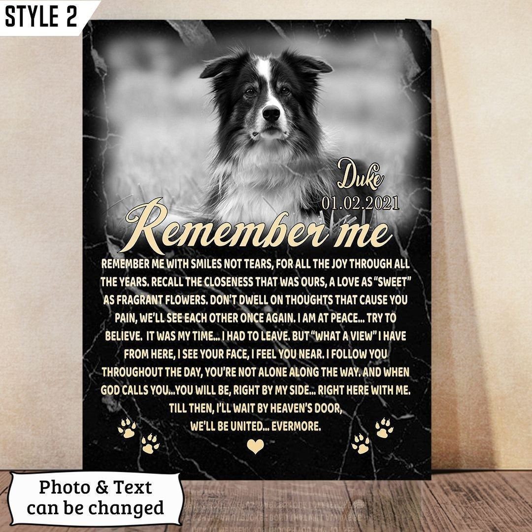 Remember Me Dog Poem | Custom Dog Memorial Canvas | Dog Memorial Gifts