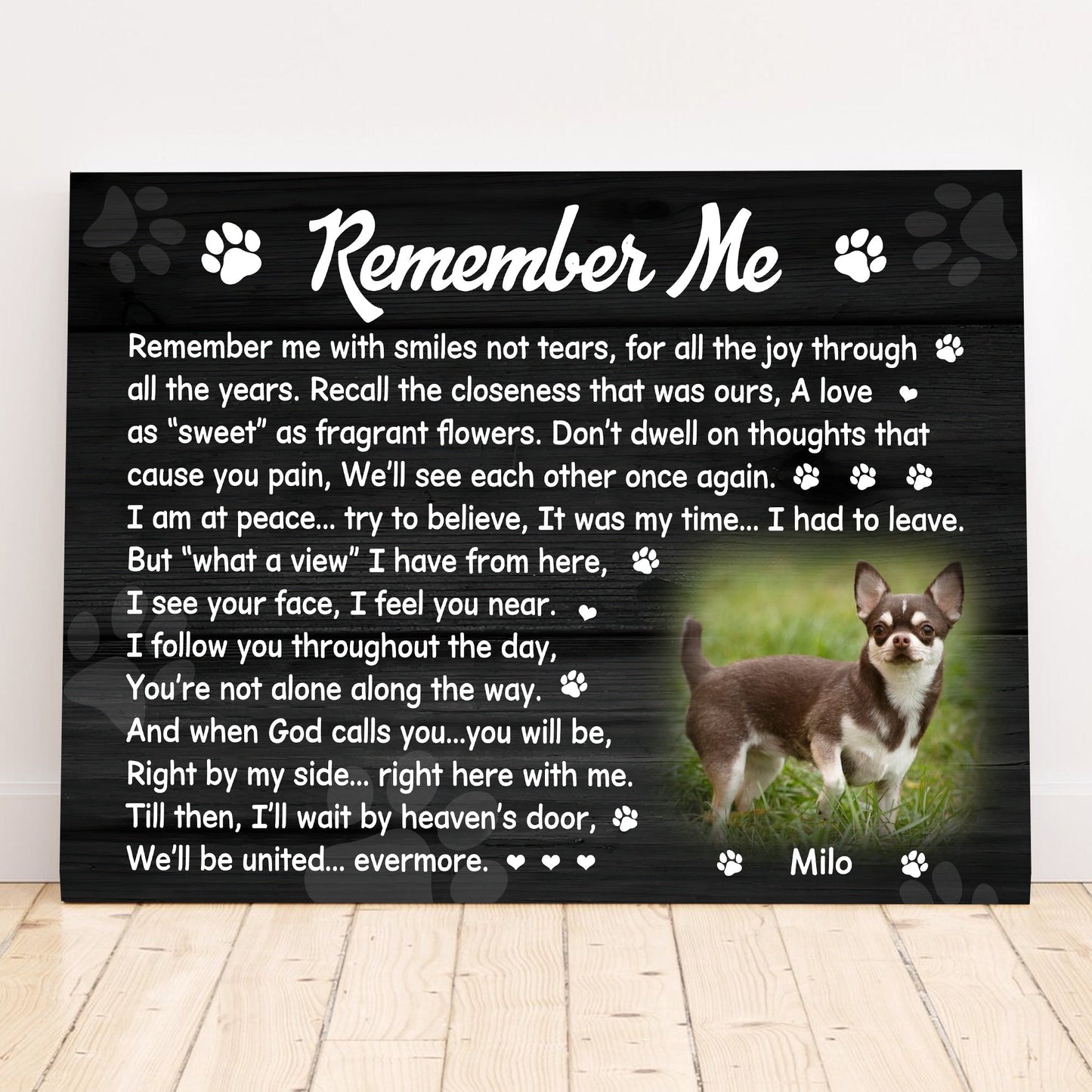 Remember Me Poem | Custom Dog Memorial Canvas | Dog Memorial Gifts